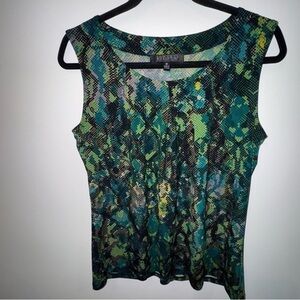 Women's Vibrant Green Patterned Tank Top